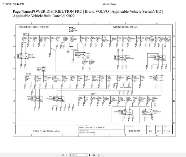 Volvo Truck VHD 2022 Series Wiring Diagram