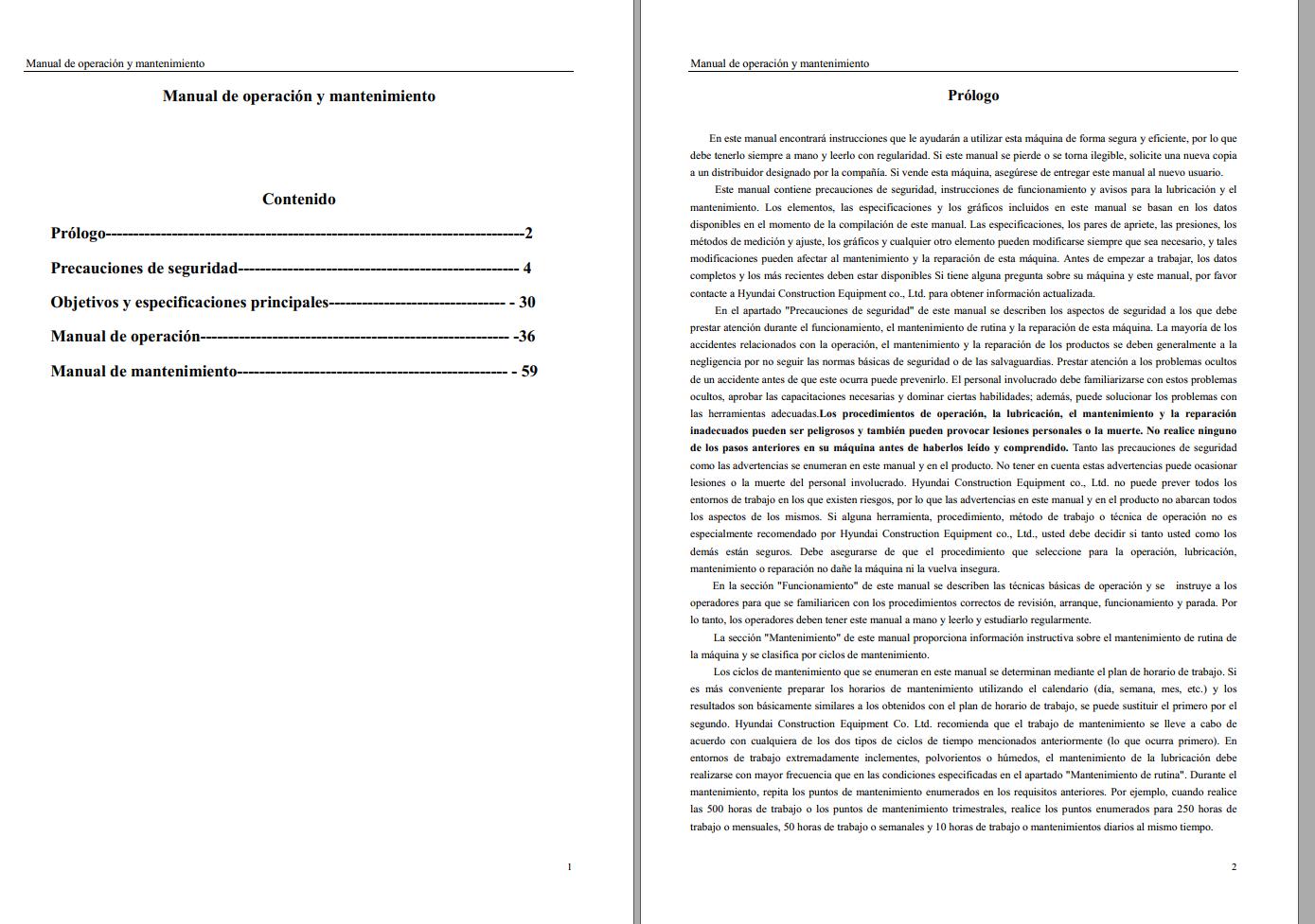 009 Hyundai Excavator HL630L HL635L Operator Manual ES