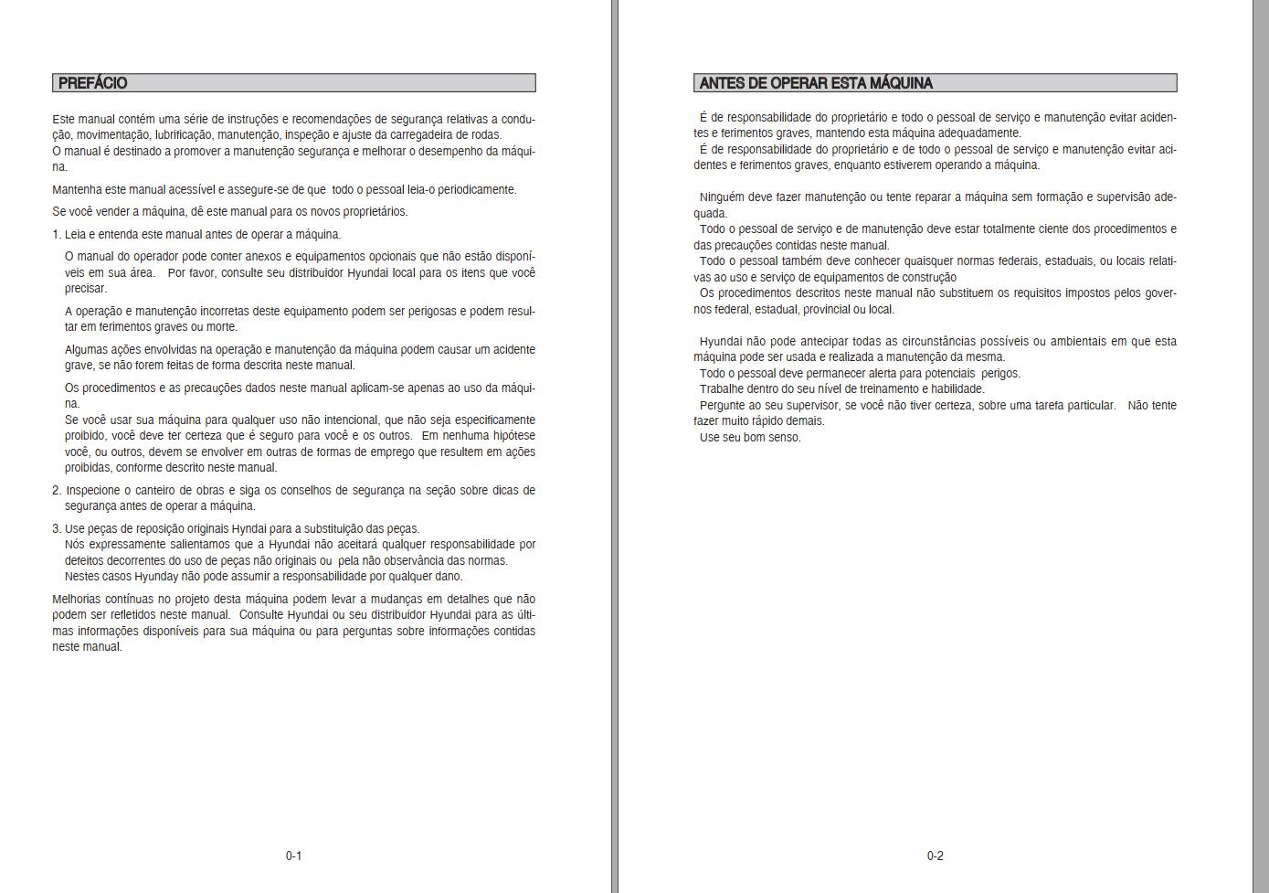 017 Hyundai Excavator HL740 7S Operator Manual PT