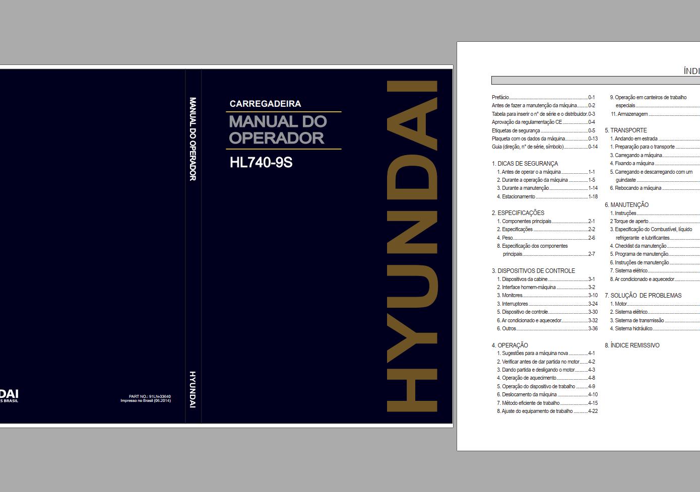 021 Hyundai Excavator HL740 9S Operator Manual PT