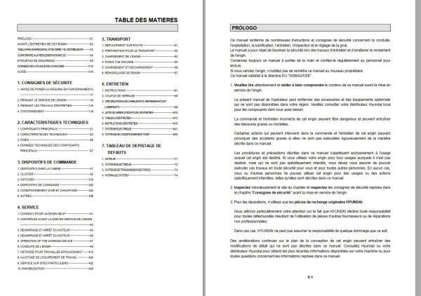 024 Hyundai Excavator HL757 7A Operator Manual FR