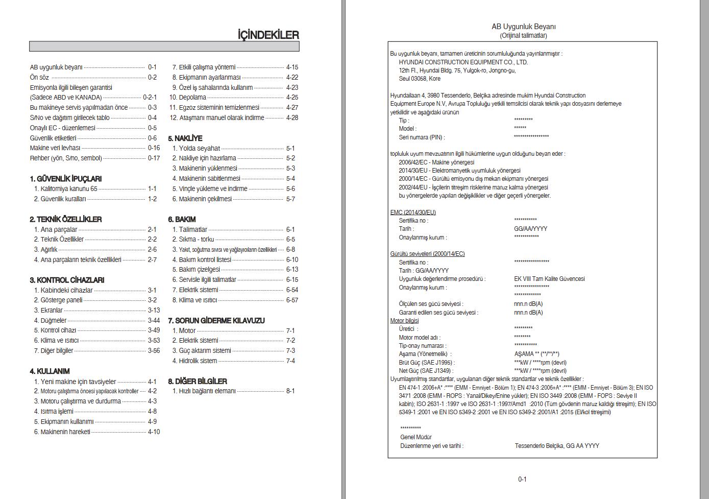 065 Hyundai Excavator HL930A Operator Manual TR