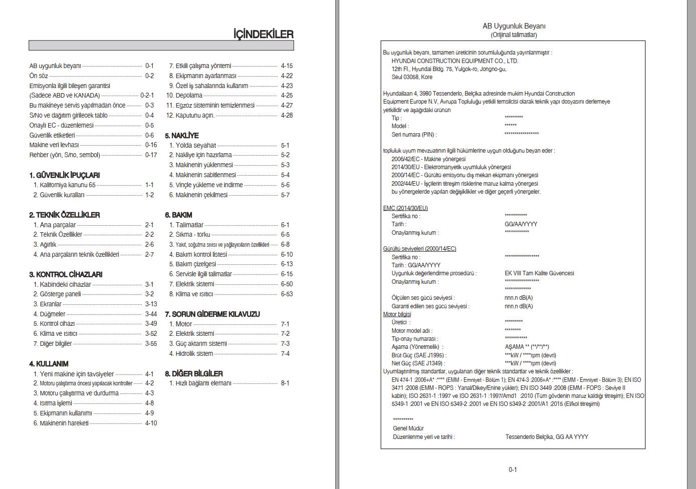 068 Hyundai Excavator HL940A TM Operator Manual TR