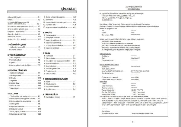 070 Hyundai Excavator HL955A TM Operator Manual TR
