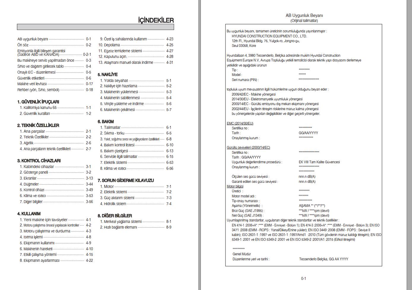 072 Hyundai Excavator HL970A Operator Manual TR