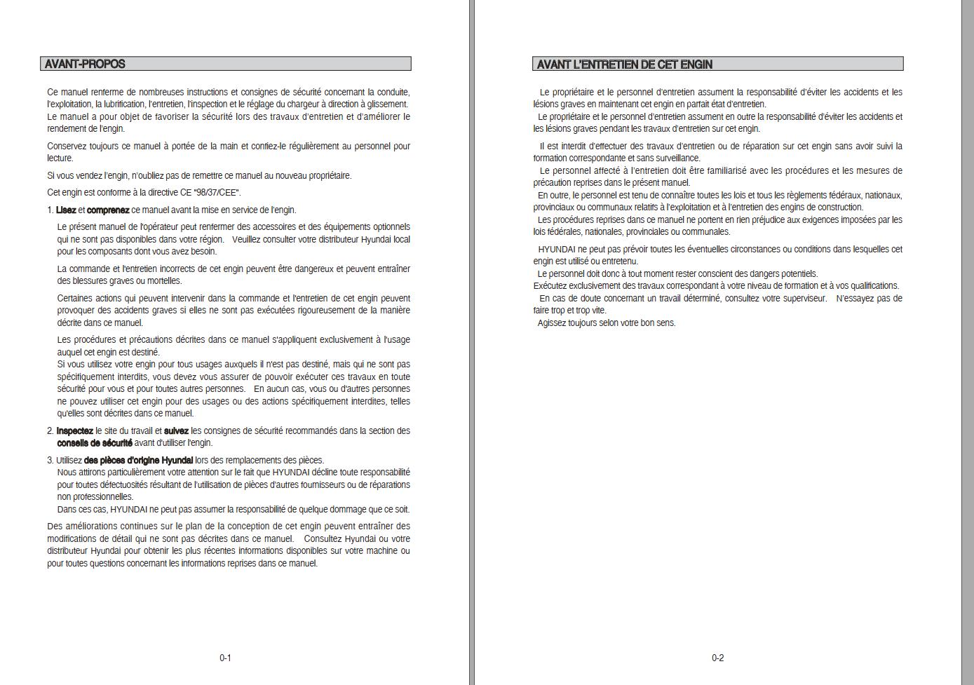 080 Hyundai Excavator HSL650 7 Operator Manual FR