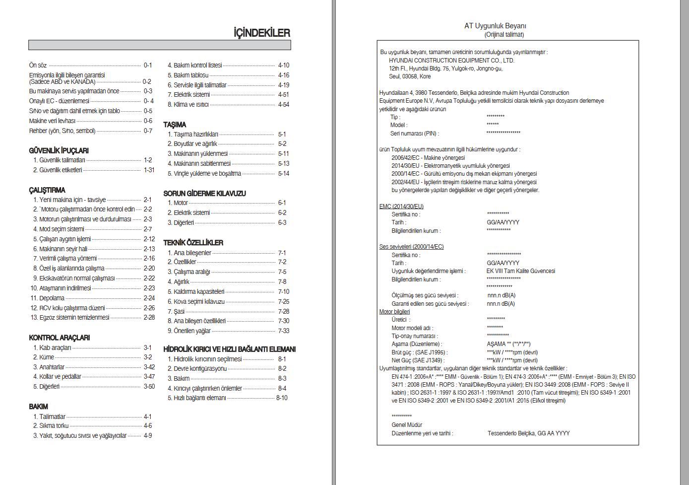 090 Hyundai Excavator HX140AL Operator Manual TR