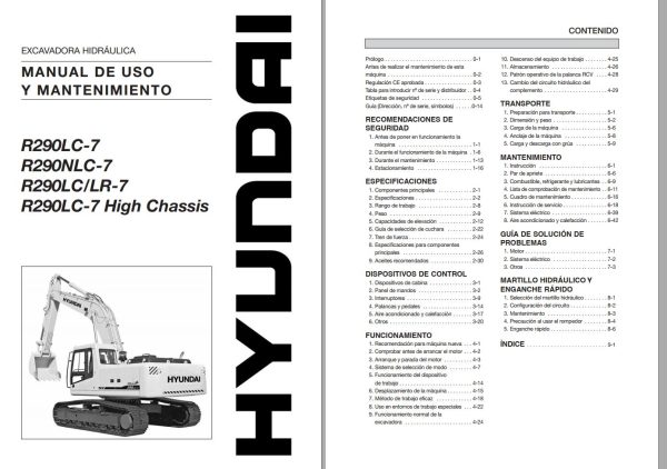 187 Hyundai Excavator R290LC 7 Operator Manual ES