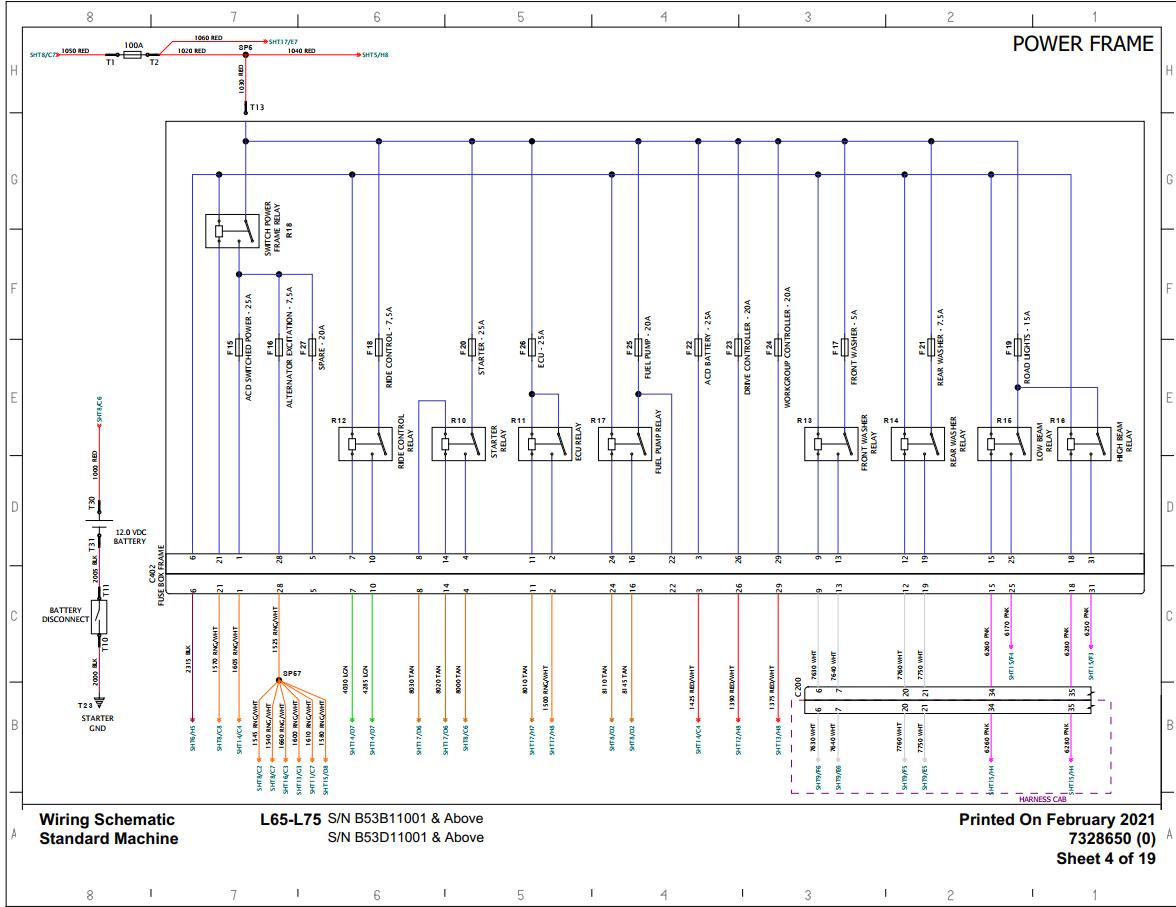 Bobcat Articulated Loader L65 L75 Electrical and Hydraulic Schematic