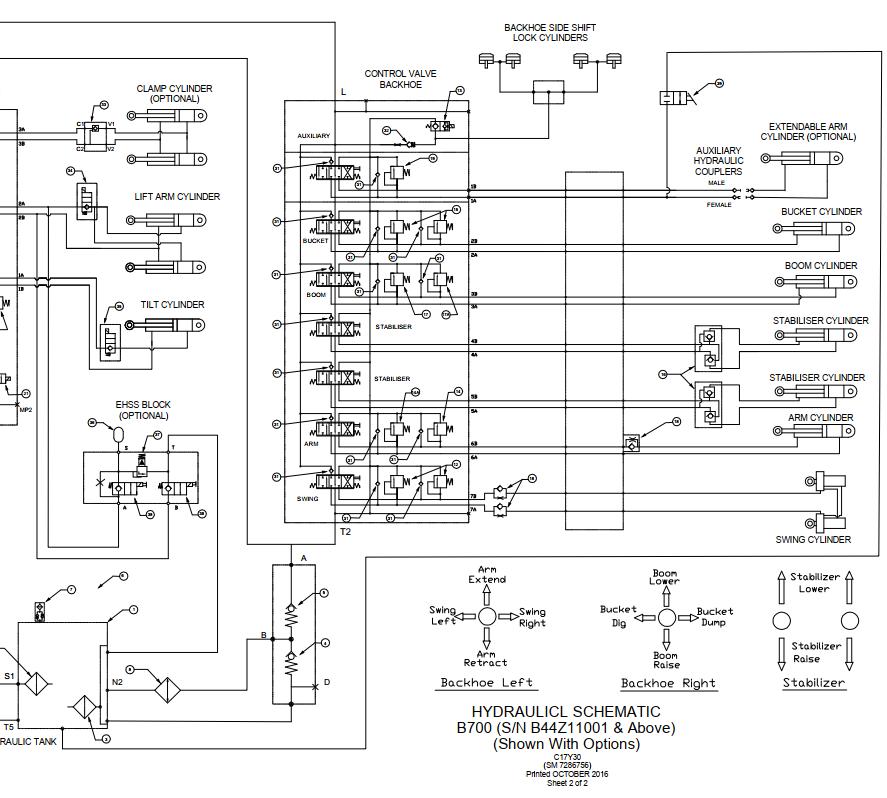 Bobcat Backhoe Loader B700 Electrical and Hydraulic Schematic