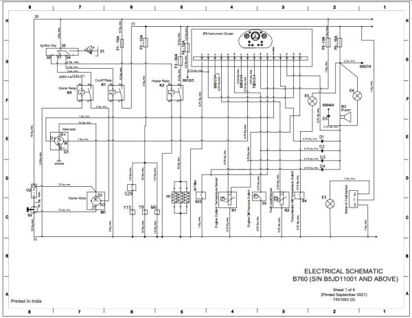Bobcat Backhoe Loader B760 Electrical and Hydraulic Schematic