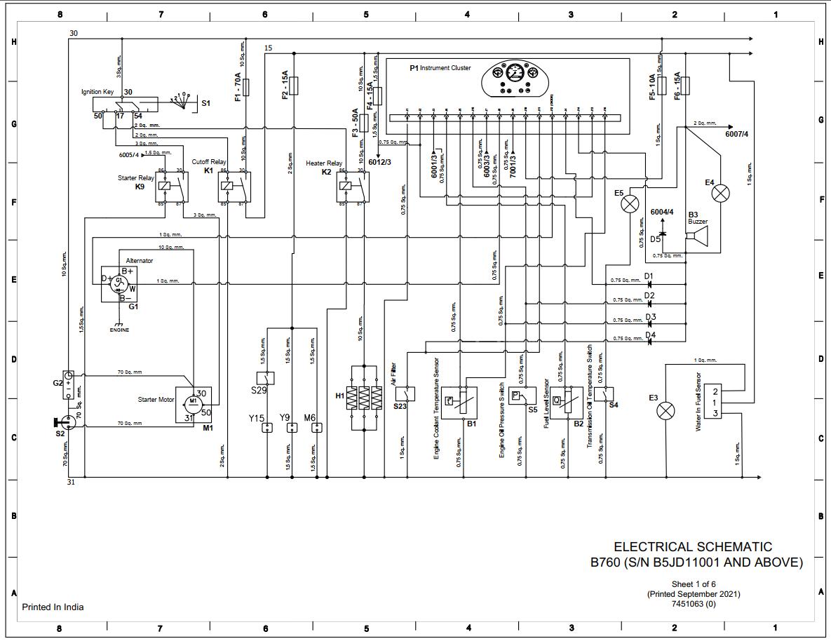 Bobcat Backhoe Loader B760 Electrical and Hydraulic Schematic