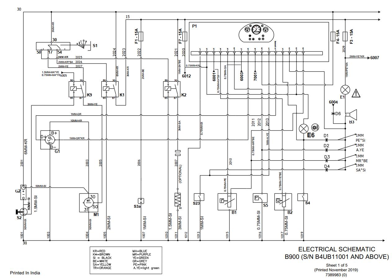 Bobcat Backhoe Loader B900 Electrical and Hydraulic Schematic