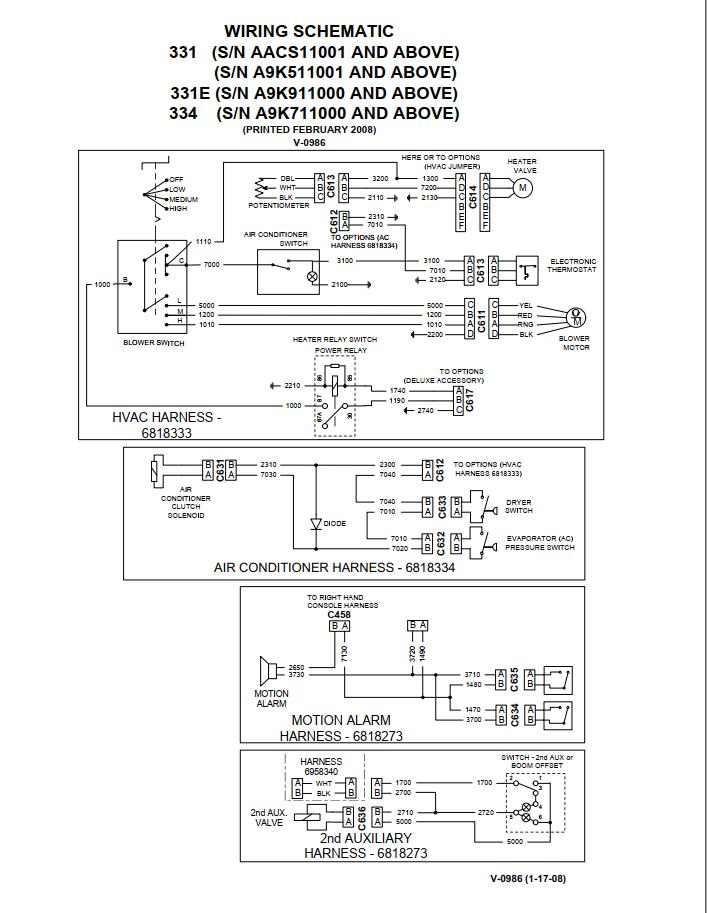Bobcat Excavator 331 331E 334 Electrical and Hydraulic Schematic