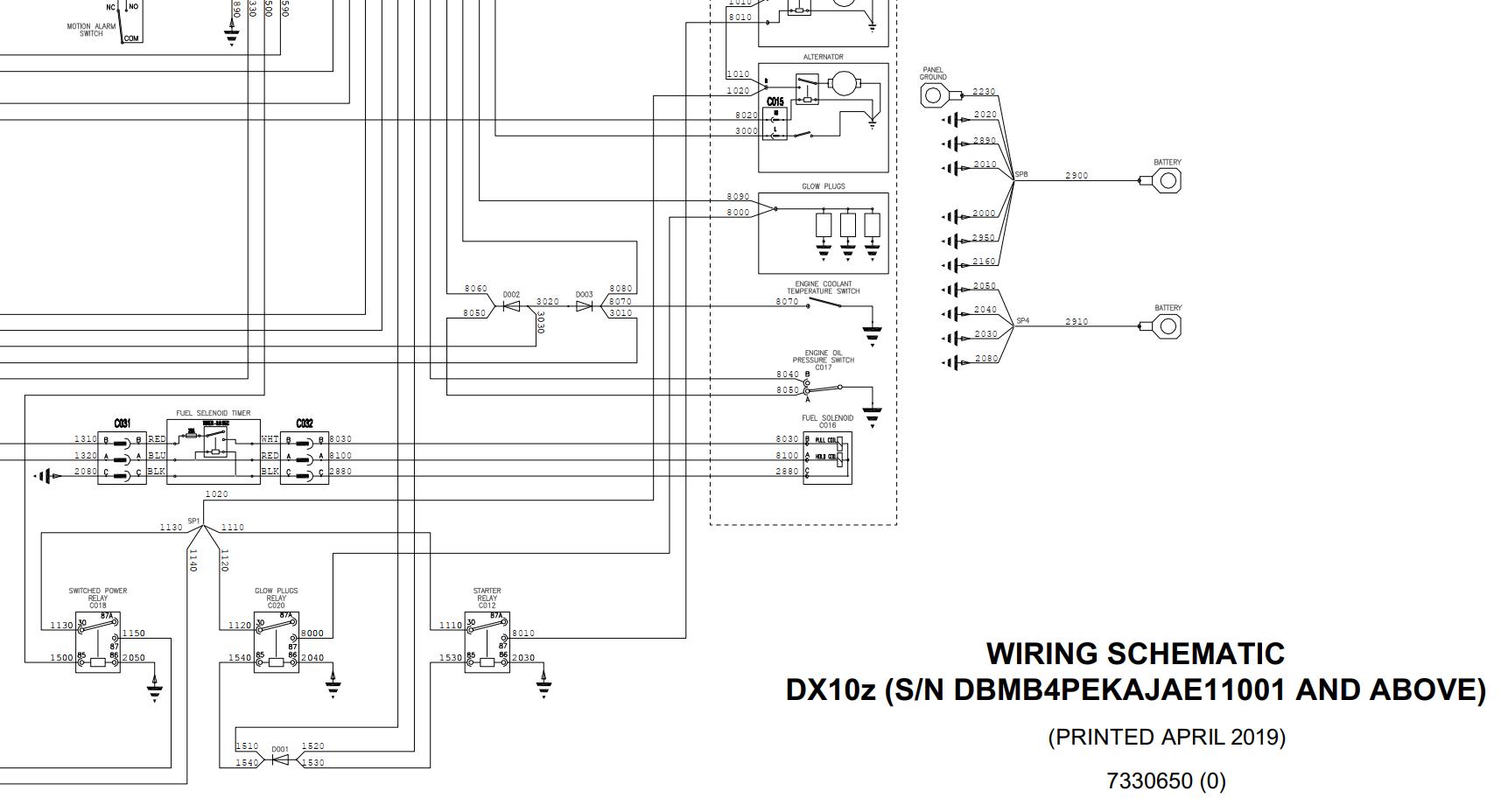 Bobcat Excavator DX10z Electrical Schematic