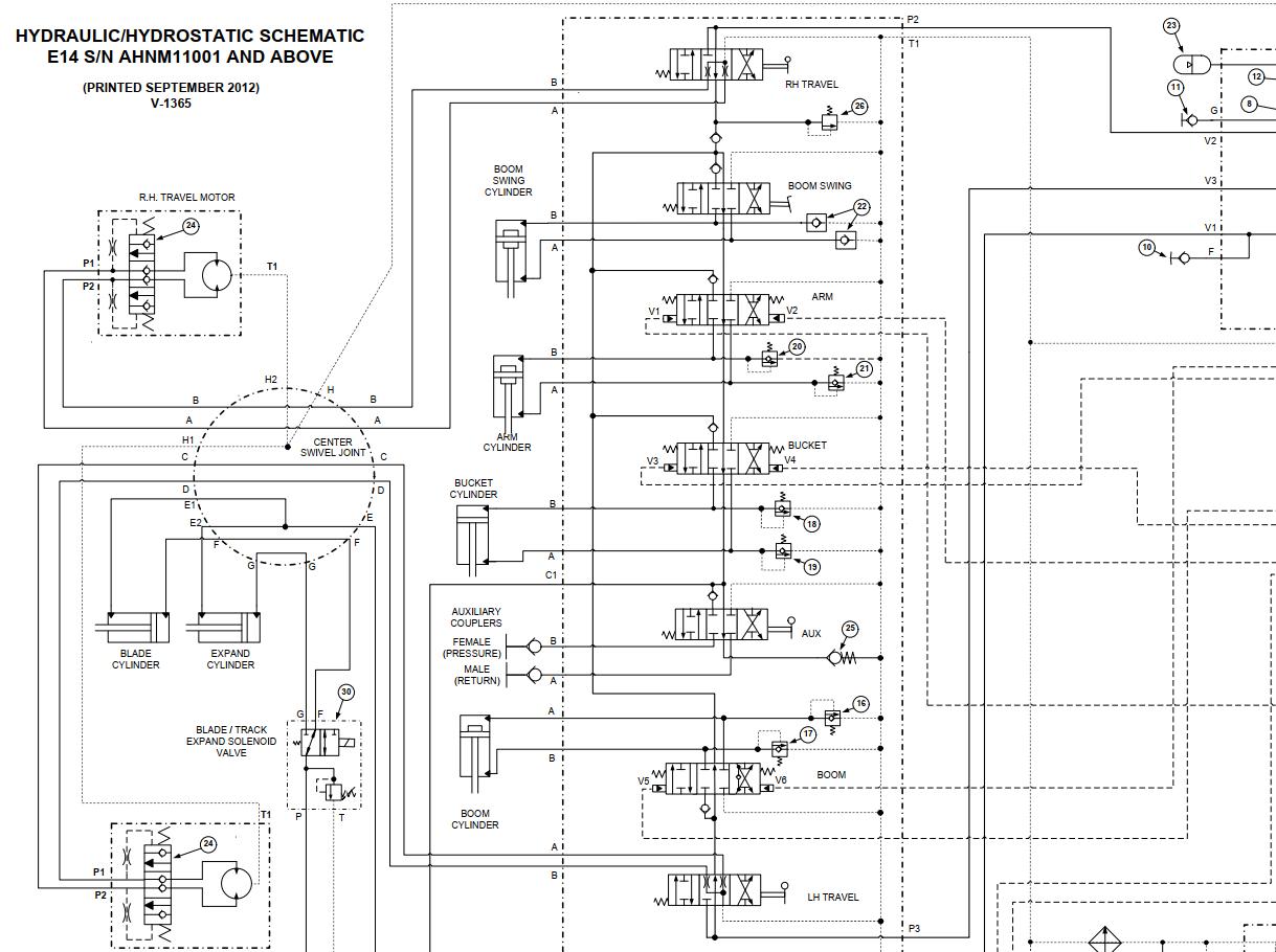 Bobcat Excavator E14 Electrical and Hydraulic Schematic