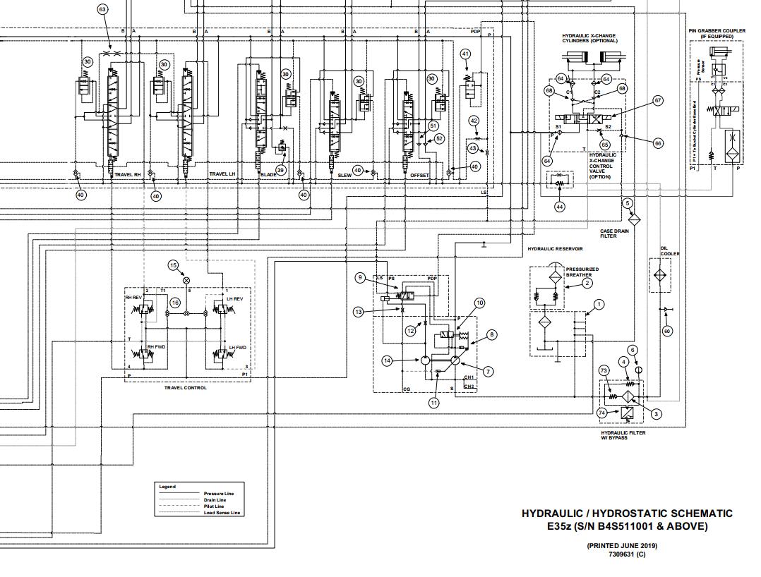 Bobcat Excavator E35z Electrical and Hydraulic Schematic