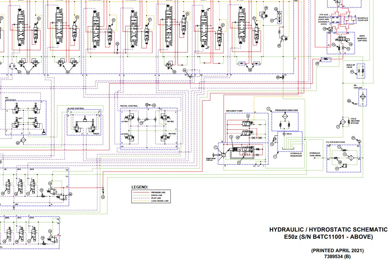 Bobcat Excavator E50z Electrical and Hydraulic Schematic 1