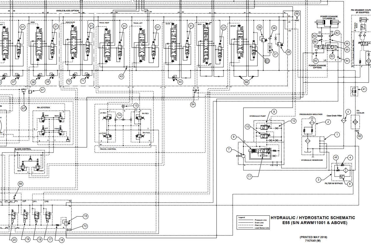 Bobcat Excavator E55 Electrical and Hydraulic Schematic