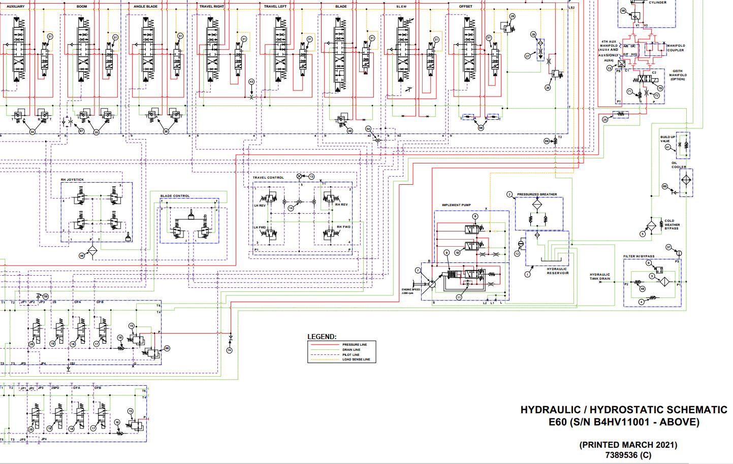 Bobcat Excavator E60 Electrical and Hydraulic Schematic