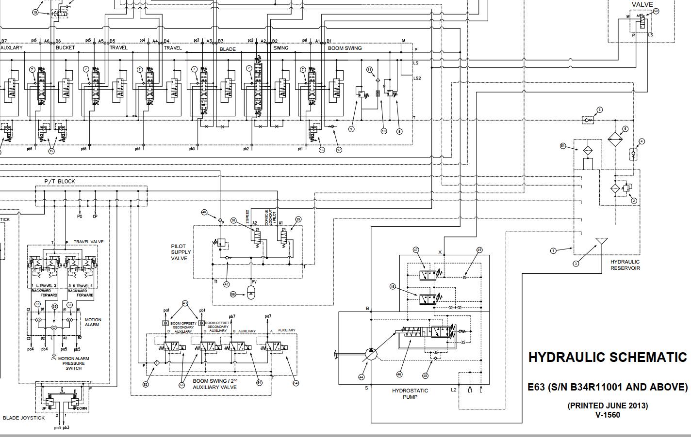 Bobcat Excavator E63 Electrical and Hydraulic Schematic