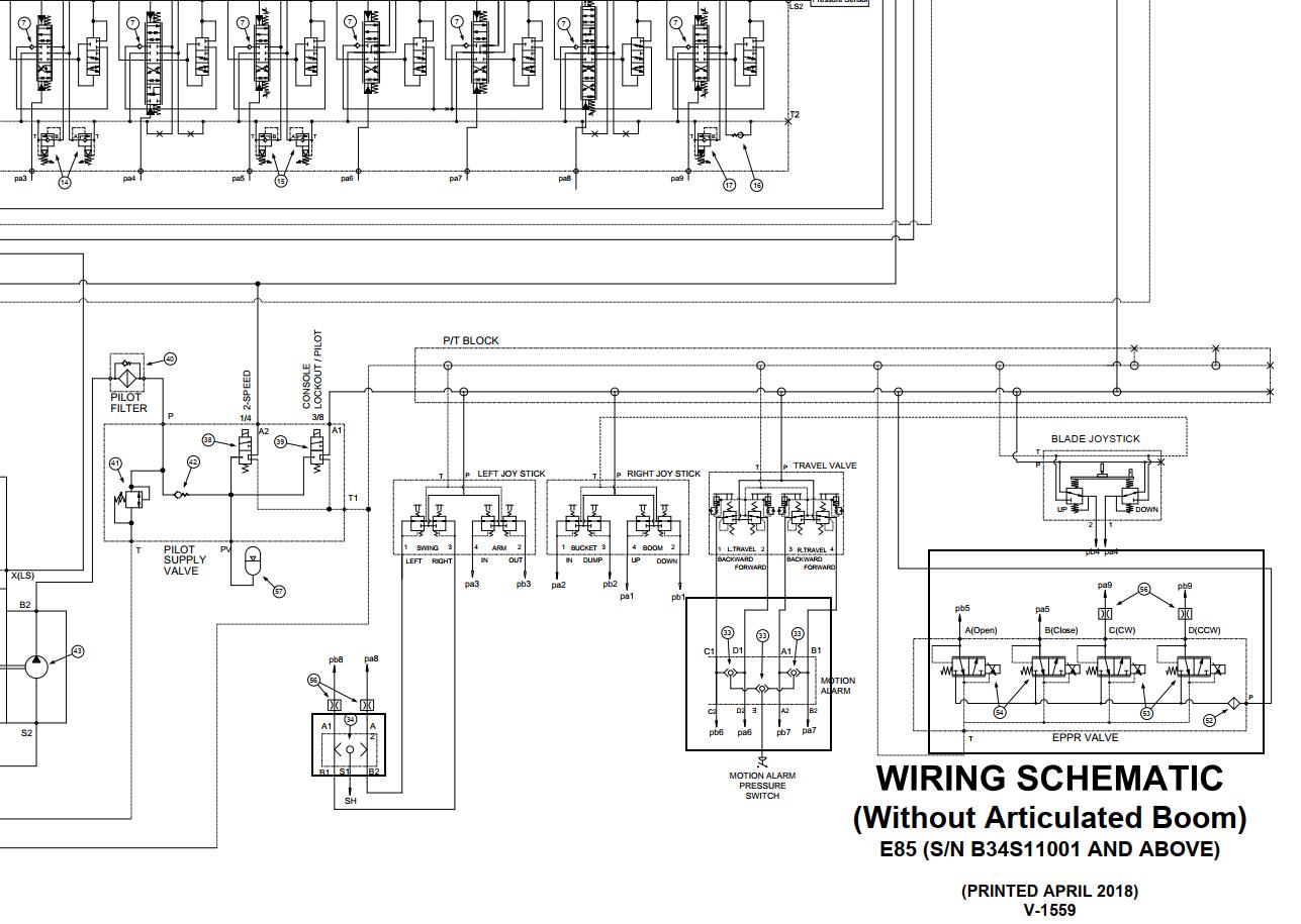 Bobcat Excavator E85 Electrical and Hydraulic Schematic