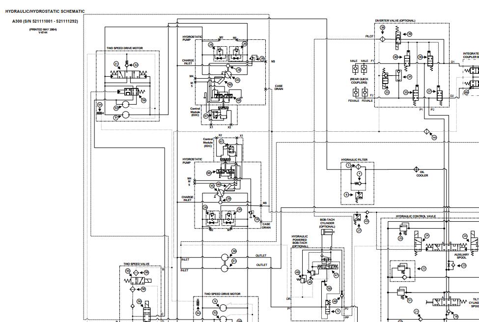 Bobcat Loader A300 Electrical and Hydraulic Schematic