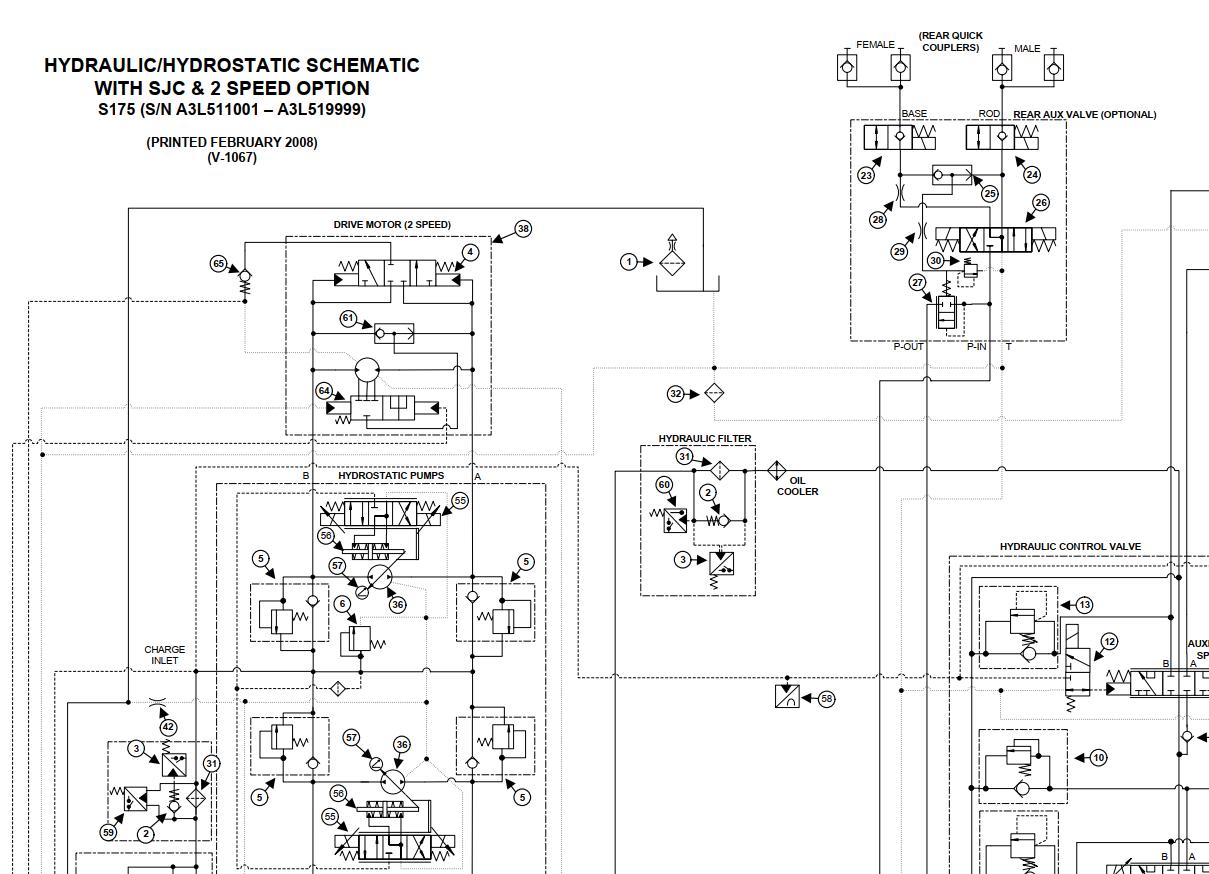Bobcat Loader S175 Electrical and Hydraulic Schematic