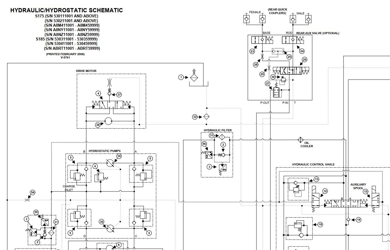 Bobcat Loader S185 Electrical and Hydraulic Schematic