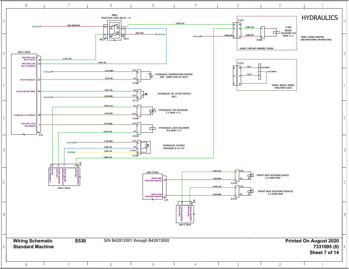 Bobcat Loader S530 Electrical and Hydraulic Schematic