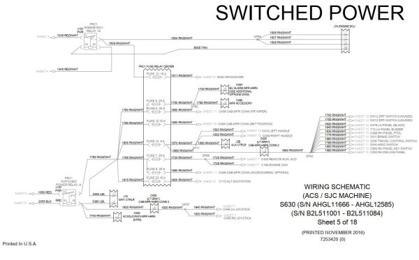 Bobcat Loader S630 Electrical and Hydraulic Schematic