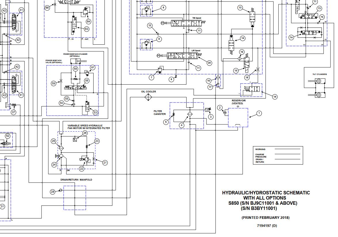 Bobcat Loader S850 Electrical and Hydraulic Schematic