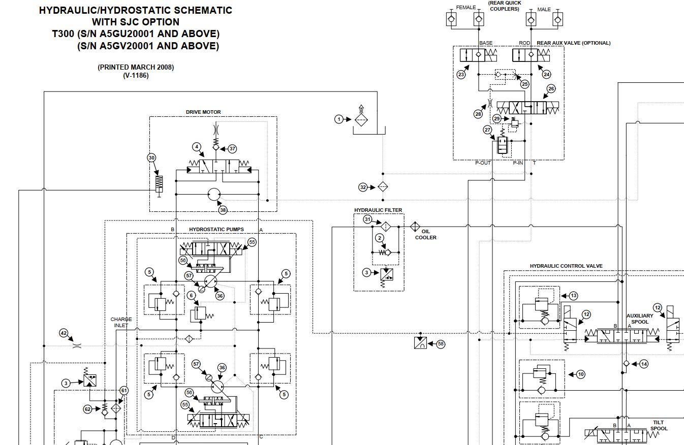 Bobcat Loader T300 Electrical and Hydraulic Schematic 1