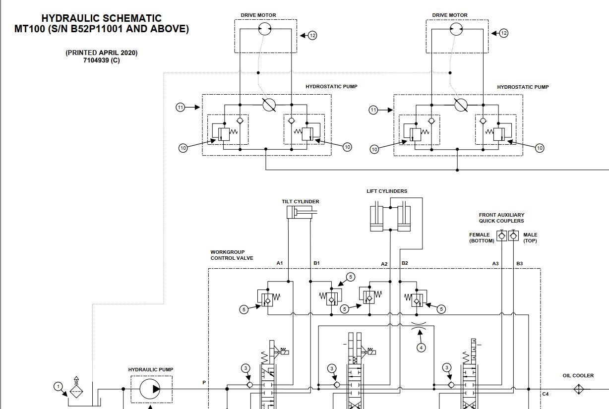 Bobcat Mini Track Loader MT100 Electrical and Hydraulic Schematic