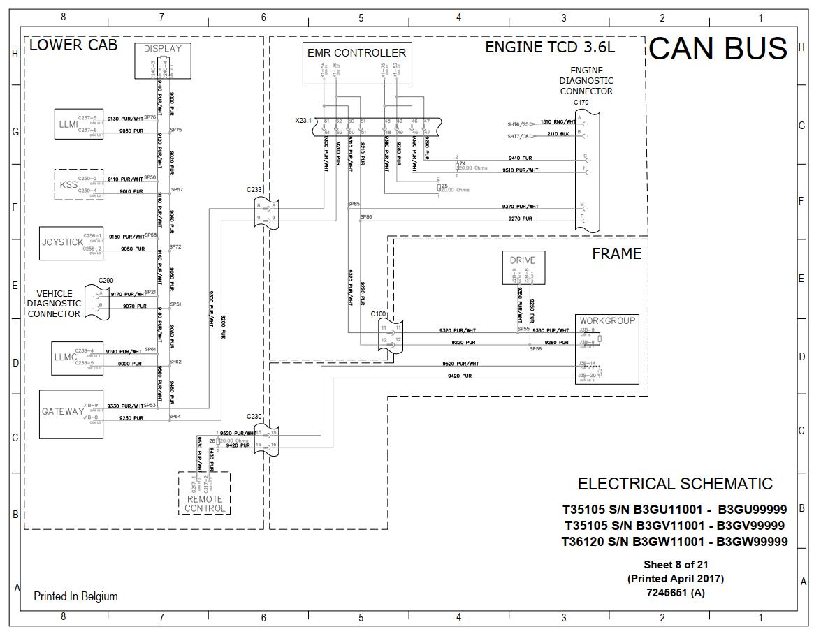 Bobcat Telescopic Handler T35105 Electrical and Hydraulic Schematic
