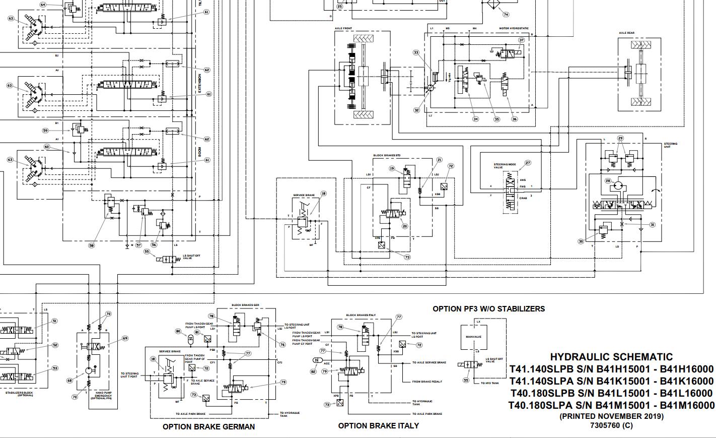 Bobcat Telescopic Handler T40140 T40170 T40180 Electrical and Hydraulic Schematic