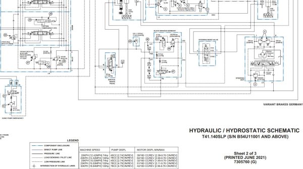 Bobcat Telescopic Handler T41.140 Electrical and Hydraulic Schematic