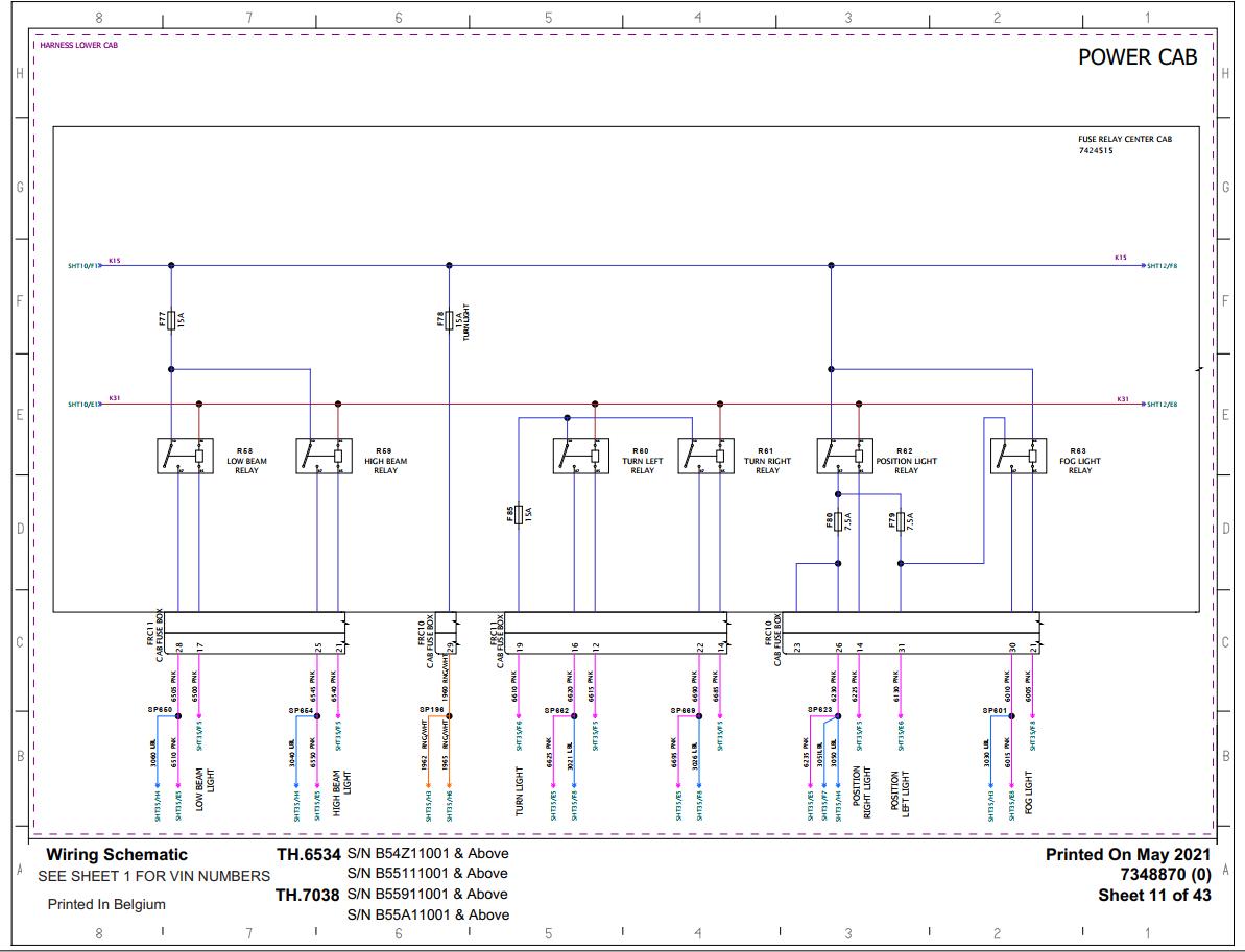 Bobcat Telescopic Handler TH.6534 Electrical and Hydraulic Schematic