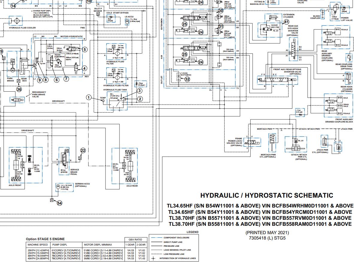 Bobcat Telescopic Handler TL34.65 Electrical and Hydraulic Schematic