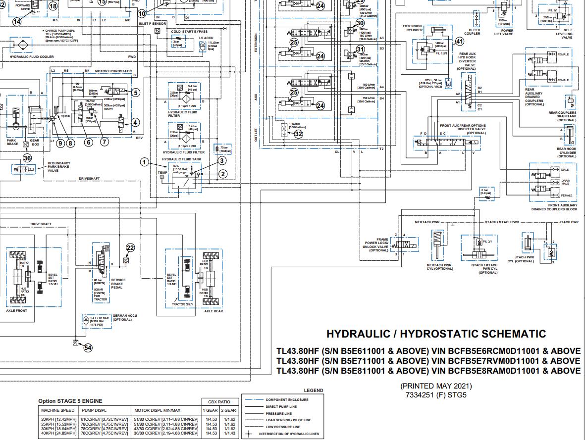 Bobcat Telescopic Handler TL43.80 Electrical and Hydraulic Schematic