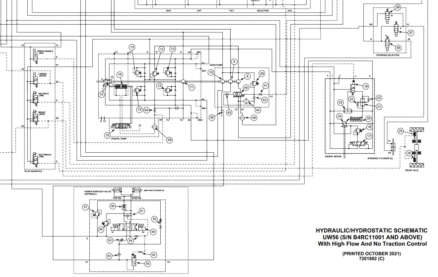 Bobcat Toolcat UW56 H Series Electrical and Hydraulic Schematic