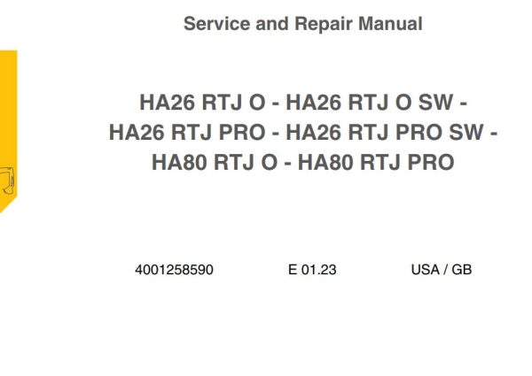 Haulotte Articulating Boom HA26RTJ O to HA80RTJ PRO Service and Repair Manual EN FR