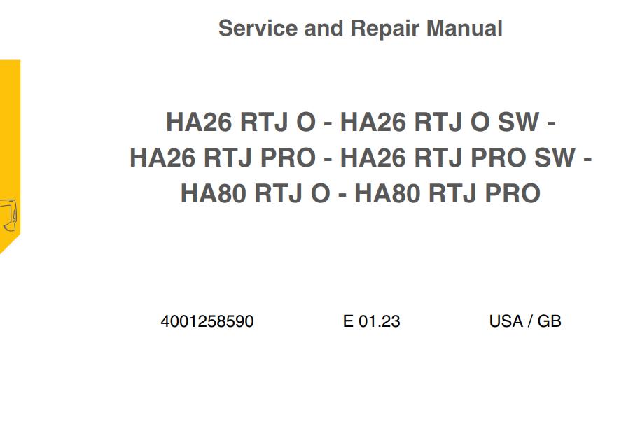 Haulotte Articulating Boom HA26RTJ O to HA80RTJ PRO Service and Repair Manual EN FR