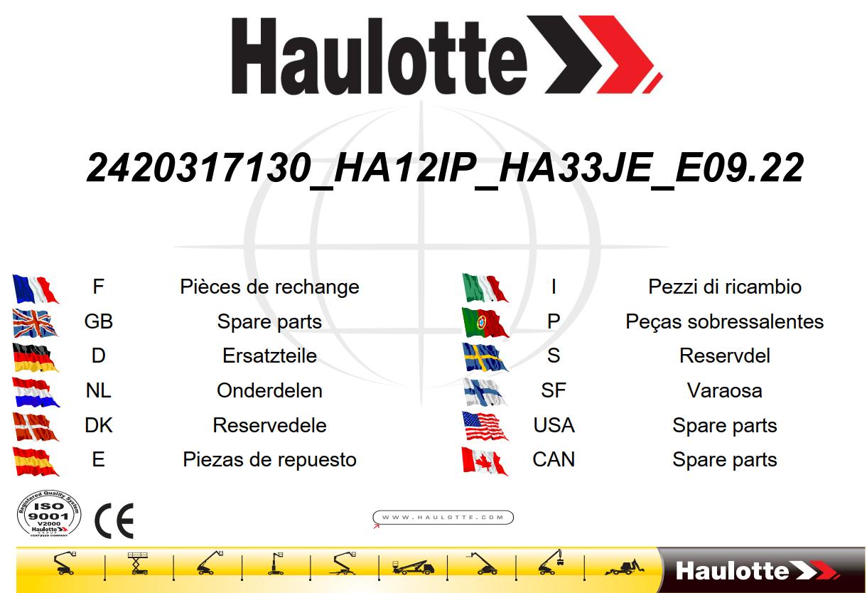 Haulotte Articulating Boom Lift HA12IP HA33JE Spare Parts Catalog EN FR