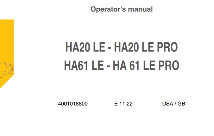 Haulotte Articulating Boom Lift HA20LE to HA61LE PRO Operators Manual EN DE