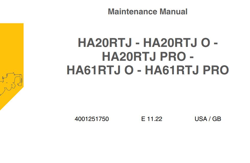 Haulotte Articulating Boom Lift HA20RTJ to HA61RTJ PRO Maintenance Manual