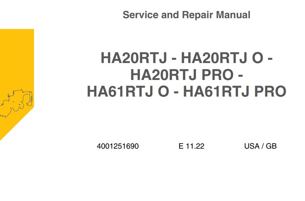 Haulotte Articulating Boom Lift HA20RTJ to HA61RTJ PRO Service and Repair Manual
