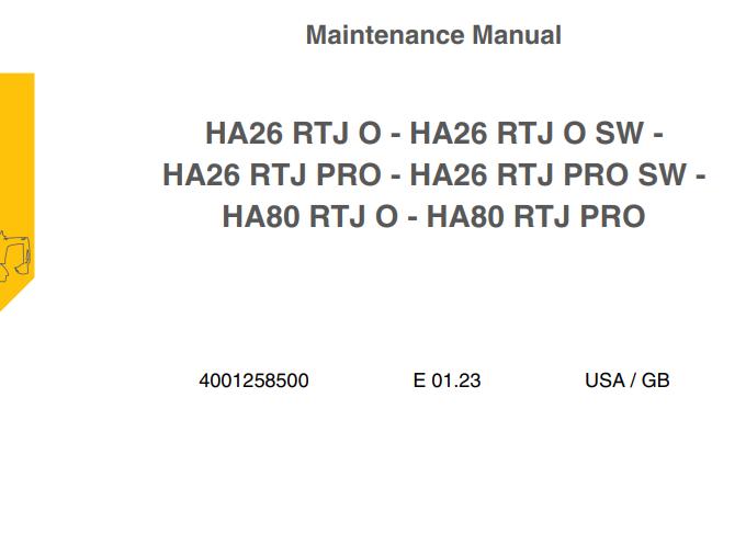 Haulotte Articulating Boom Lift HA26RTJ O to HA80RTJ PRO Maintenance Manual EN DE