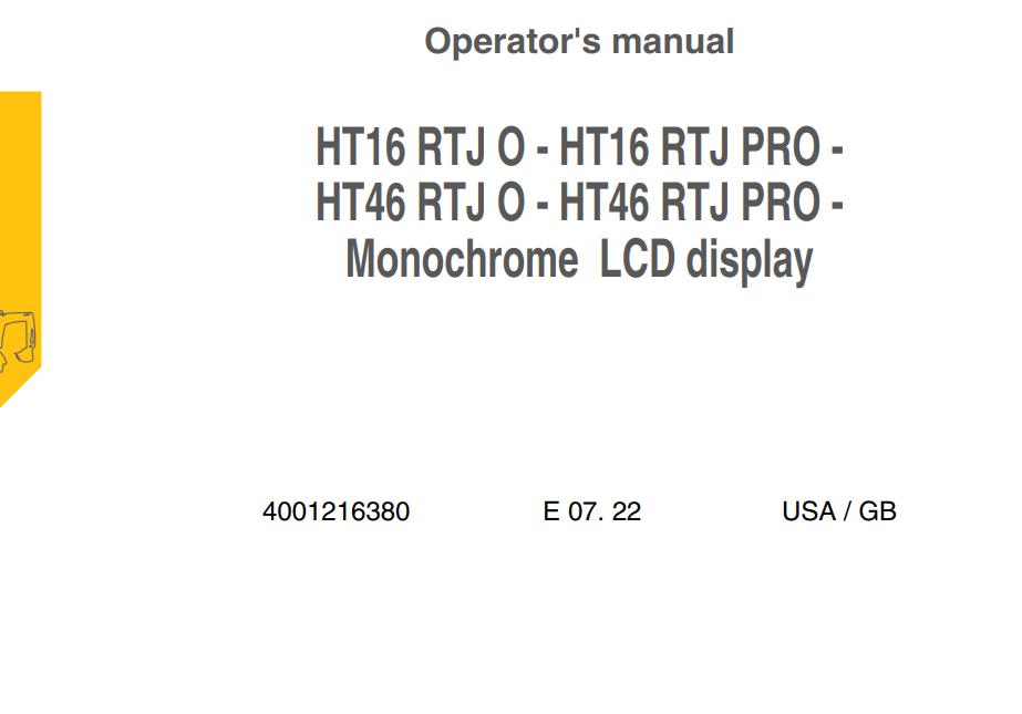 Haulotte Articulating Boom Lift HT16RTJ O to HT46RTJ PRO Operators Manual EN DE