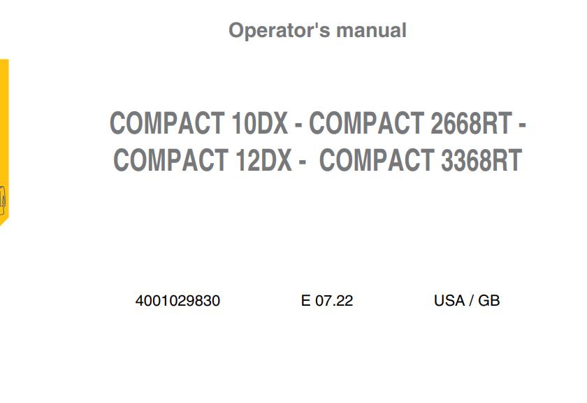 Haulotte Electric Scissor Lift COMPACT 10DX 2668RT 12DX 3368RT Operators Manual